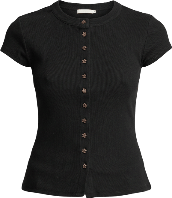 Women's Button-Front Crewneck Top