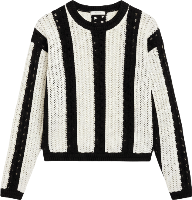 Women's Crewneck Stripe Crochet Sweater, Macy's Exclusive