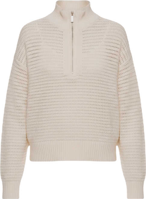 Women's Open Knit Quarter-Zip Sweater