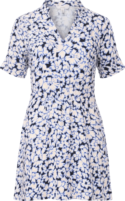 Women's Collar Neck Fixed Sleeve Elastic Back Shirt Dress