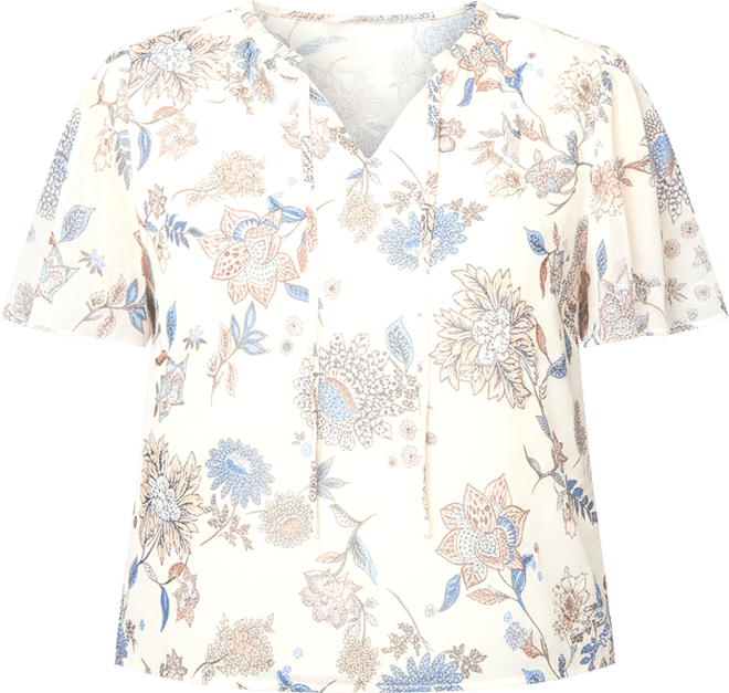 Plus Size V-Neck Princess Sleeve Top