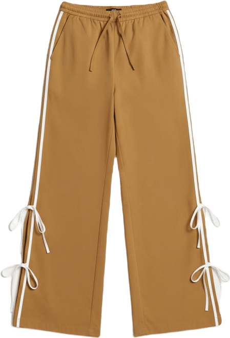 Women's Side Tie Mid Rise Elastic Pants