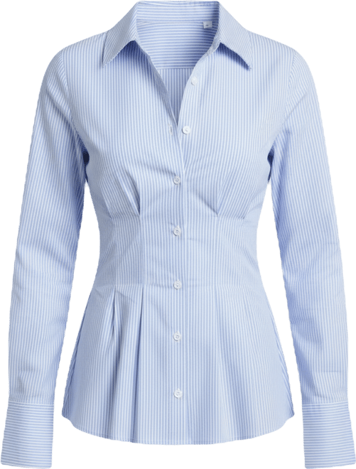 Women's Corset Stripe Spread Collar Shirt