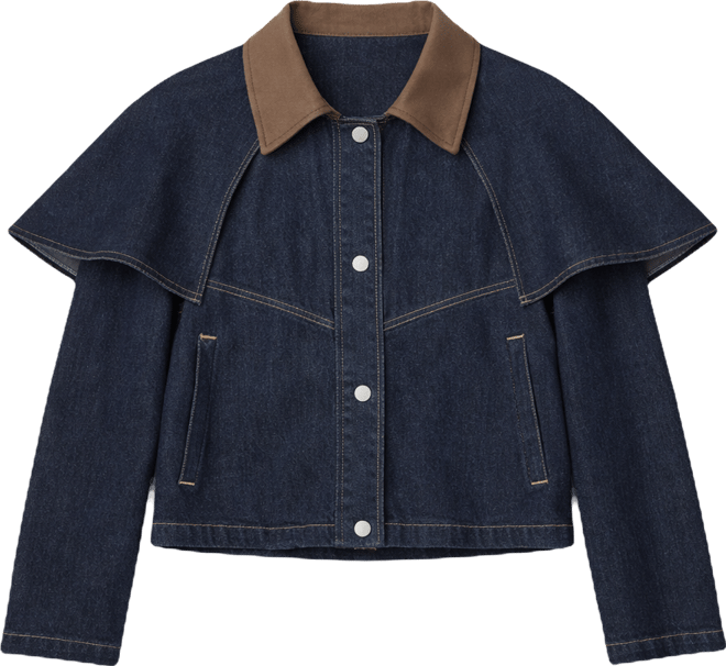 Women's Denim Cape Spread Collar Jacket
