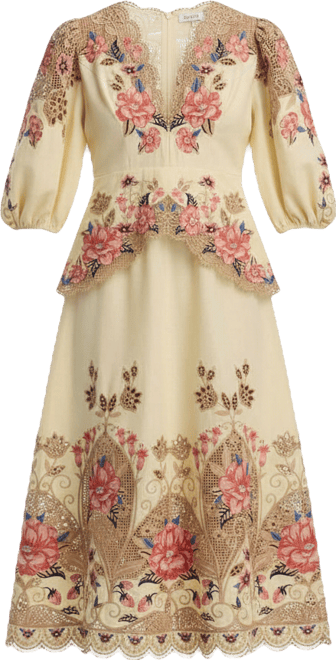 farm rio embroidered long-sleeve dress Black Bold Flowers Long Sleeve Midi Dress main image 1