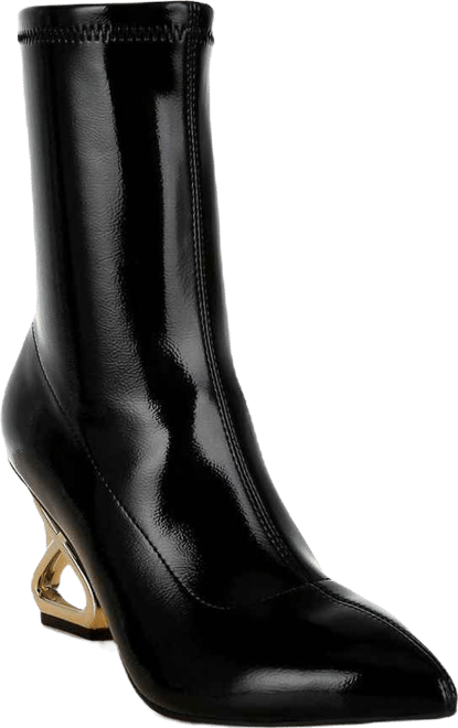 Gaias Fantasy Heel Patent Faux Leather Boots