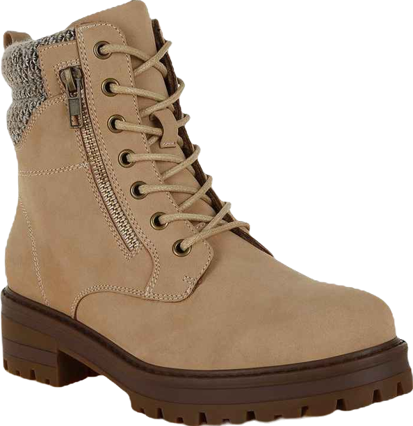 Mahisha Knitted Collar Zip-Up Hiker Boots