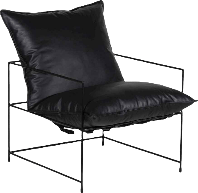 s Hagen Black Iron Frame Accent Chair, Black