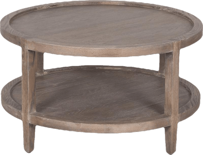 Lowell Solid White Oak Wood Coffee Table, Brown