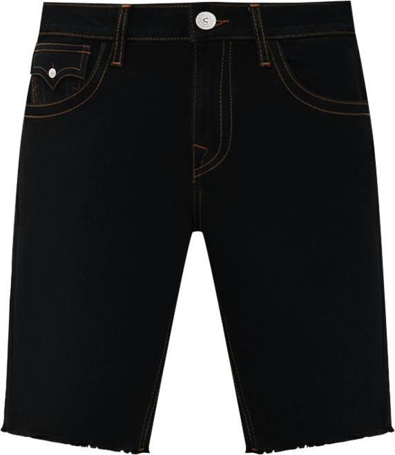 Men's Ricky Straight-Fit Horseshoe Detail Fray Hem Flap Shorts