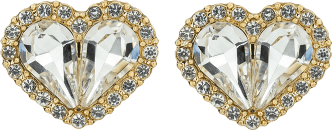 Lovely Sparkle Collection Pave Heart Post Earrings