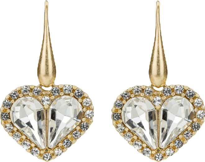 Lovely Sparkle Collection Pave Heart Drop Earrings