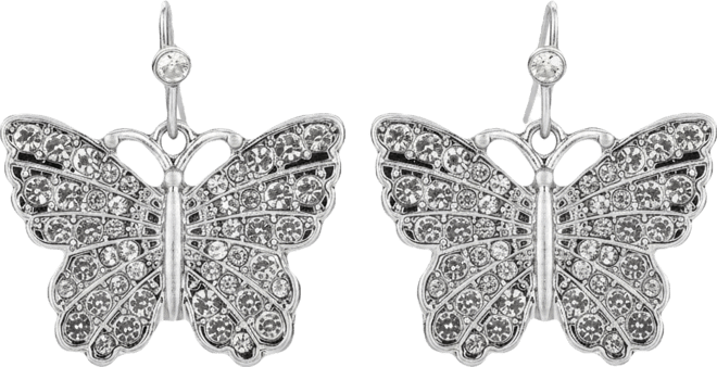Blue Butterfly Collection Pave Butterfly Drop Earrings