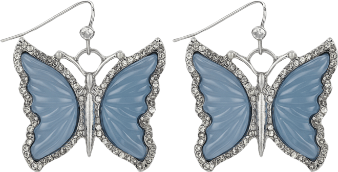 Blue Butterfly Collection Carved Butterfly Drop Earrings