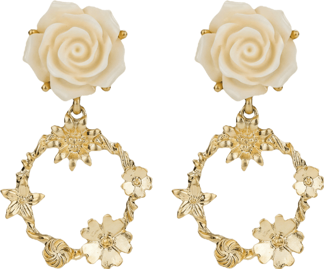 Rose Garden Collection Gold Tone Doorknocker Earrings