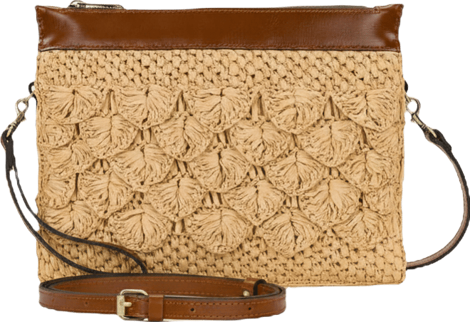 Scalloped Raffia Small Yvette Clutch Crossbody Bag