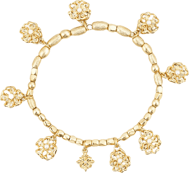 Gold-Tone Beaded Charm Stretch Bracelet