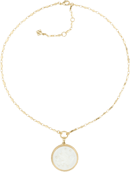 Gold-Tone Carved Bird Pendant Necklace