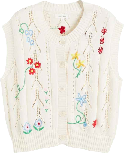 Women's Cotton Hand Embroidered Floral Tank