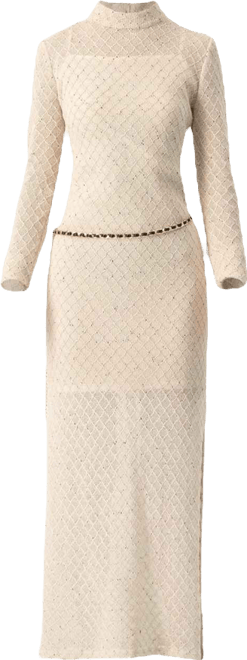 Women's High Neck Knitted Long Dress