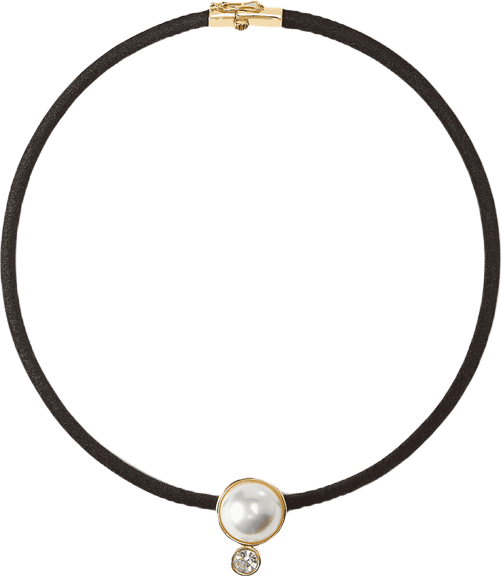 Pearl Pendant Cord Necklace in Pearl/Black | Veronica Beard
