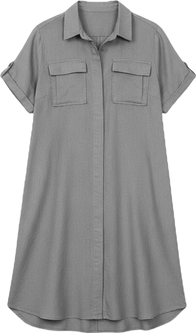 Women's Button Front Linen Shirtdress