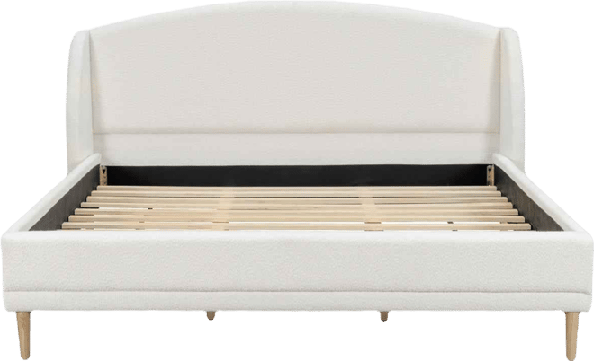 King Size Boucle Upholstered Bed Frame with Wingback Headboard