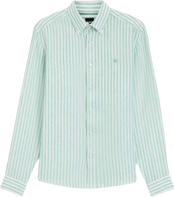 Boss by  Men's Regular-Fit Striped Linen Dress Shirt