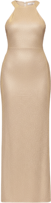 Women's Metallic Halter Neck Ball Gown