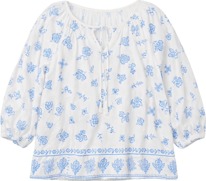 Plus Size Tie Neck Pull-On Top