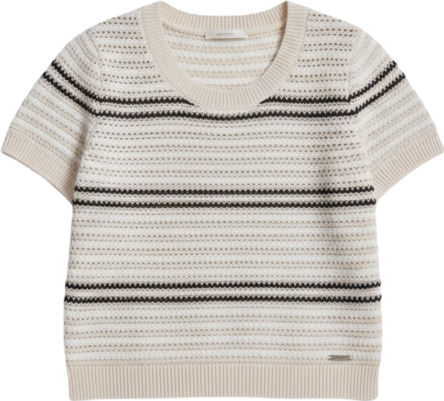 Women's Scoop Neck Striped Pointelle Sweater