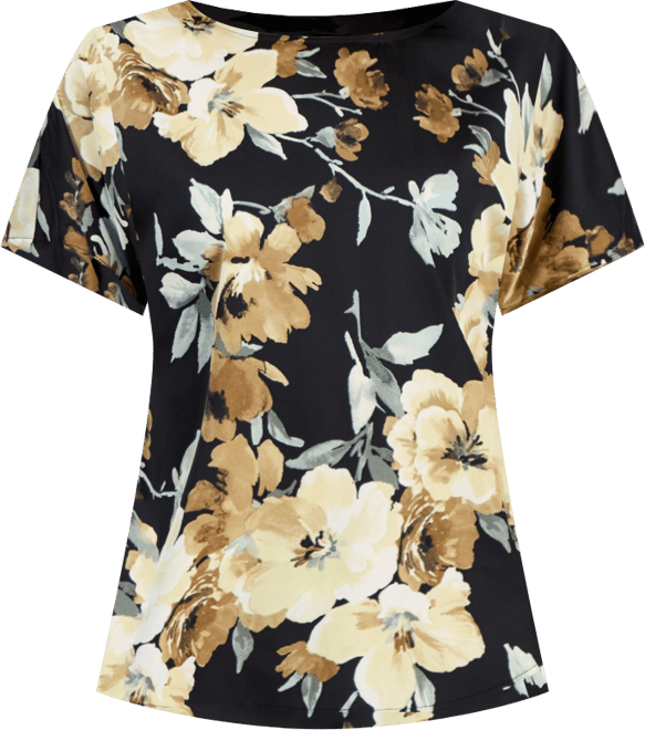 Petite Printed Bateau Neck Top