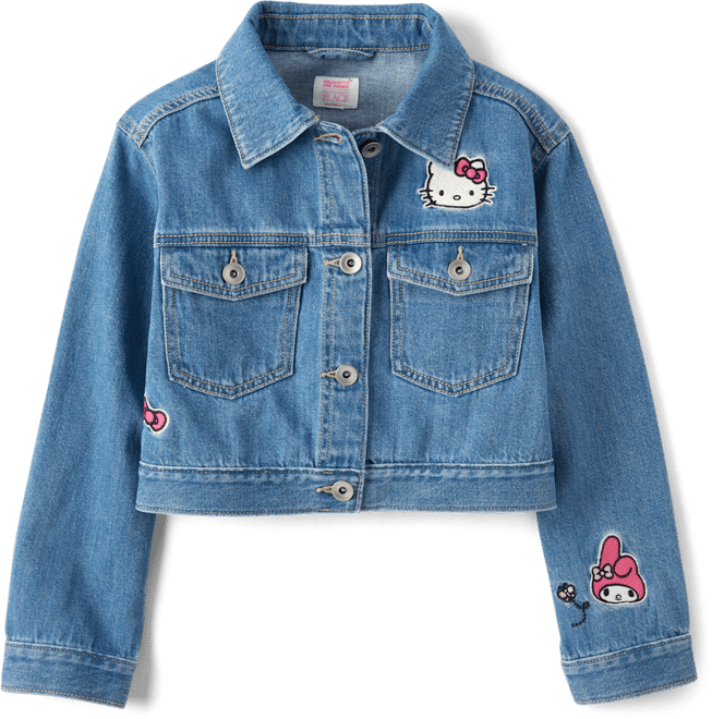 Girls Long Sleeve Hello Kitty And Friends Embroidered Denim Jacket