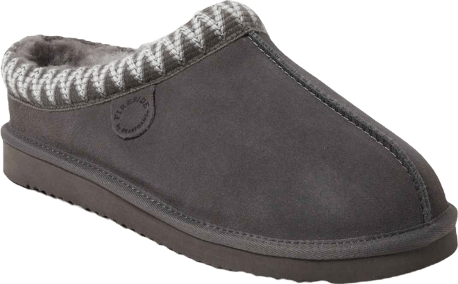 Men's Fireside by Grafton Genuine Shearling Clog Slipper with Embroidery
