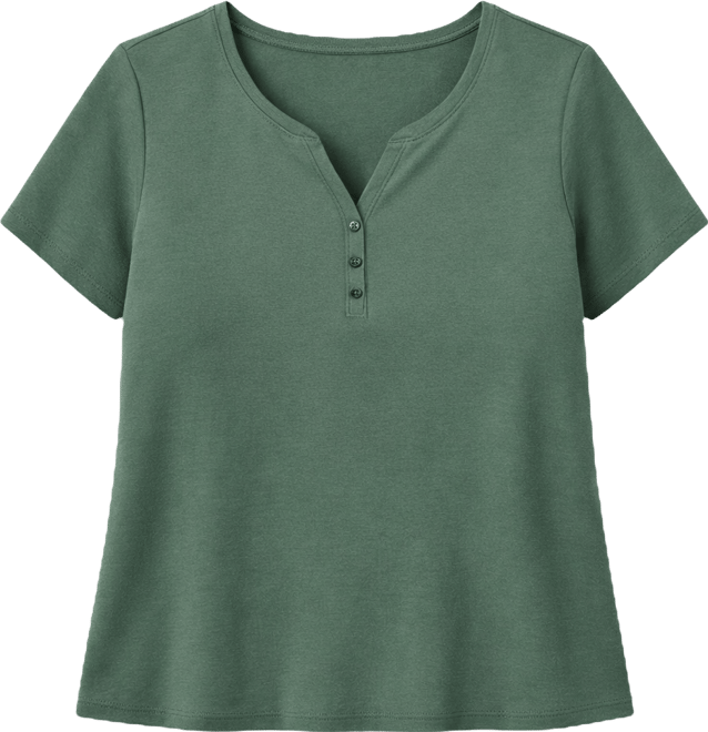 Plus Size Short-Sleeve Henley Top, Exclusively at Macy's