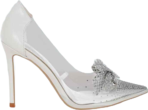 Women Erika Rhinestones Embellished Clear Pump Shoes