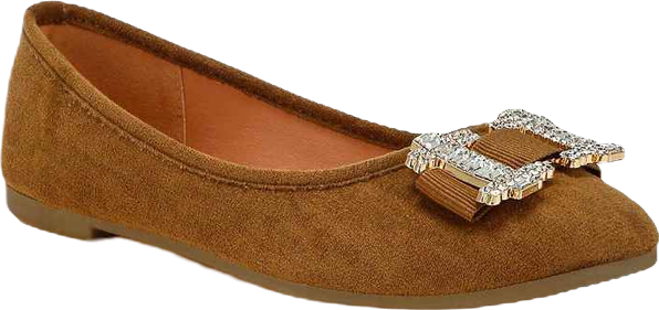 Prajik Rhinestone Buckle Detail Ballerinas