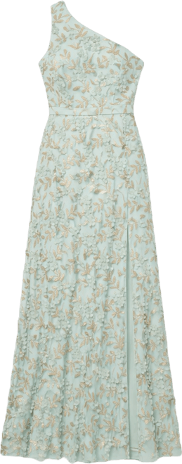 Women's Embellished One-Shoulder Side-Slit Gown