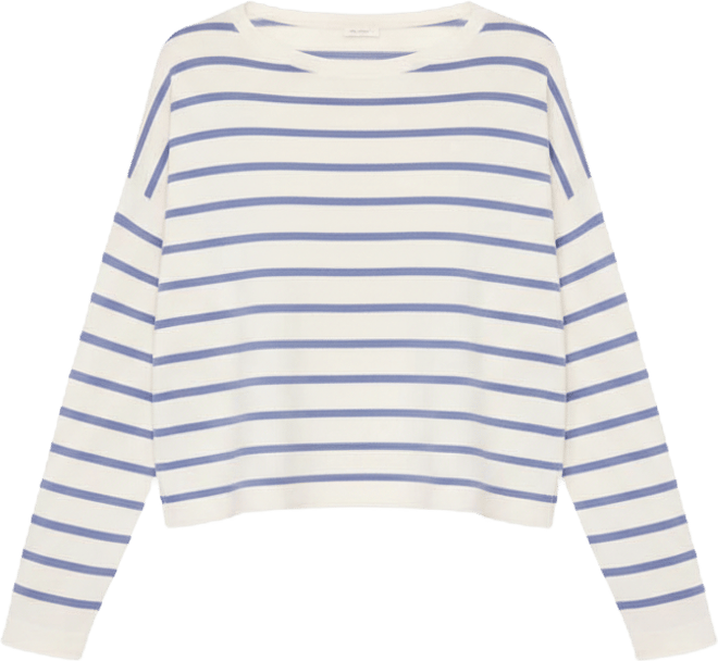 Women's Stripe Rolled Edge Long Sleeves Sweater