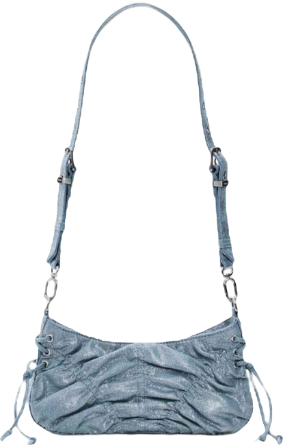 Women's Small ruched denim bag