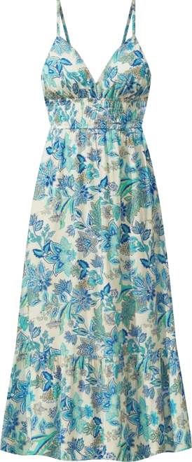 Women's Blue Meadow Floral Mini Beach Dress
