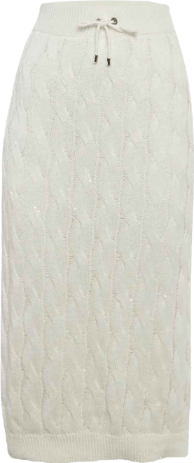 Women's Cable Knit Tie Detail Midi Skirt