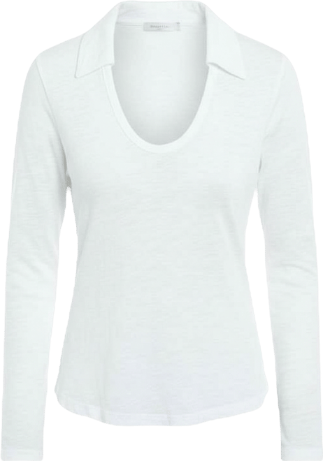 Women's Scoop Neck Long Sleeve Polo Tee