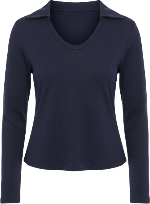 Women's Scoop Neck Long Sleeve Polo Tee