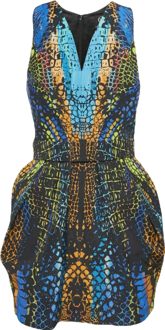 Womens Multicolor Printed Cotton Blend Mini Dress