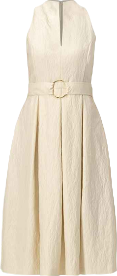 Women's Textured Midi Dress with Belted Waist