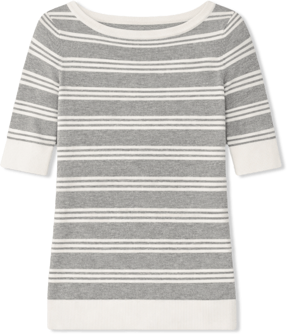 Women's Contrast Stripe Boat Neck Sweater