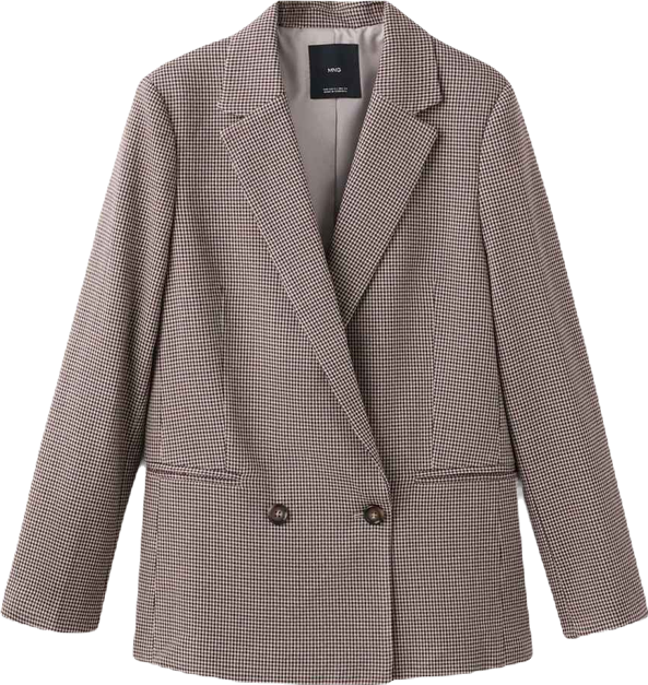 Women's Double-Breasted Micro-Houndstooth Jacket