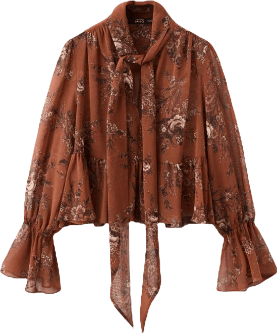 Women's Floral-Print Bow Blouse