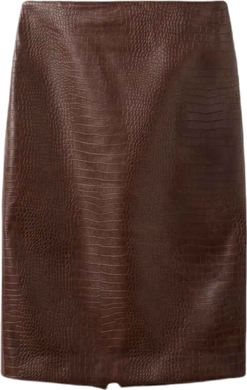 Women's Croc-Effect Midi-Skirt